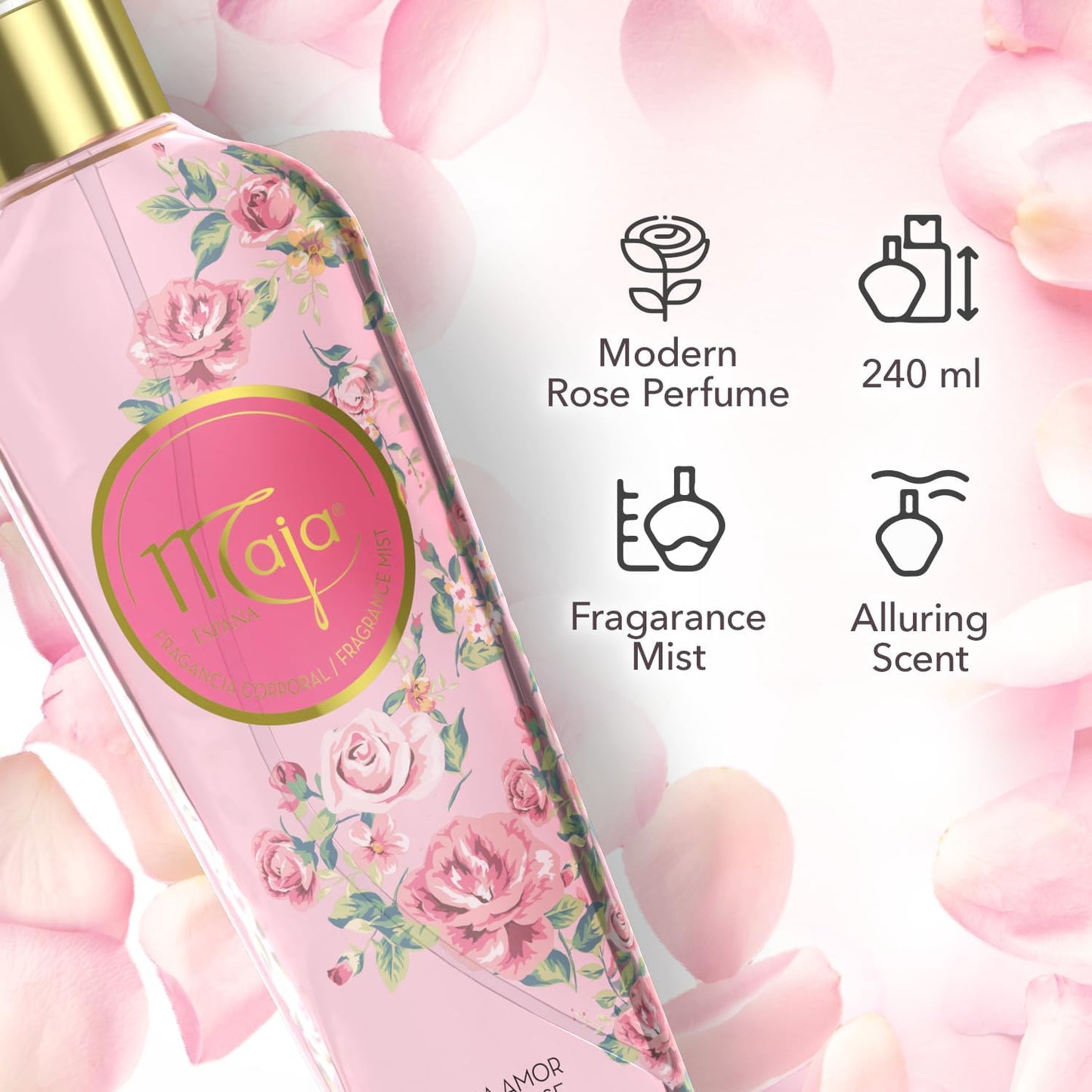 Maja Love Rose Body Spray for Women, Light Refreshing Floral Mist with Fruity Notes, Classic Spanish Design, Pink, 8.1 Fl Oz, 2 Pack Beauty & Personal Care Maja