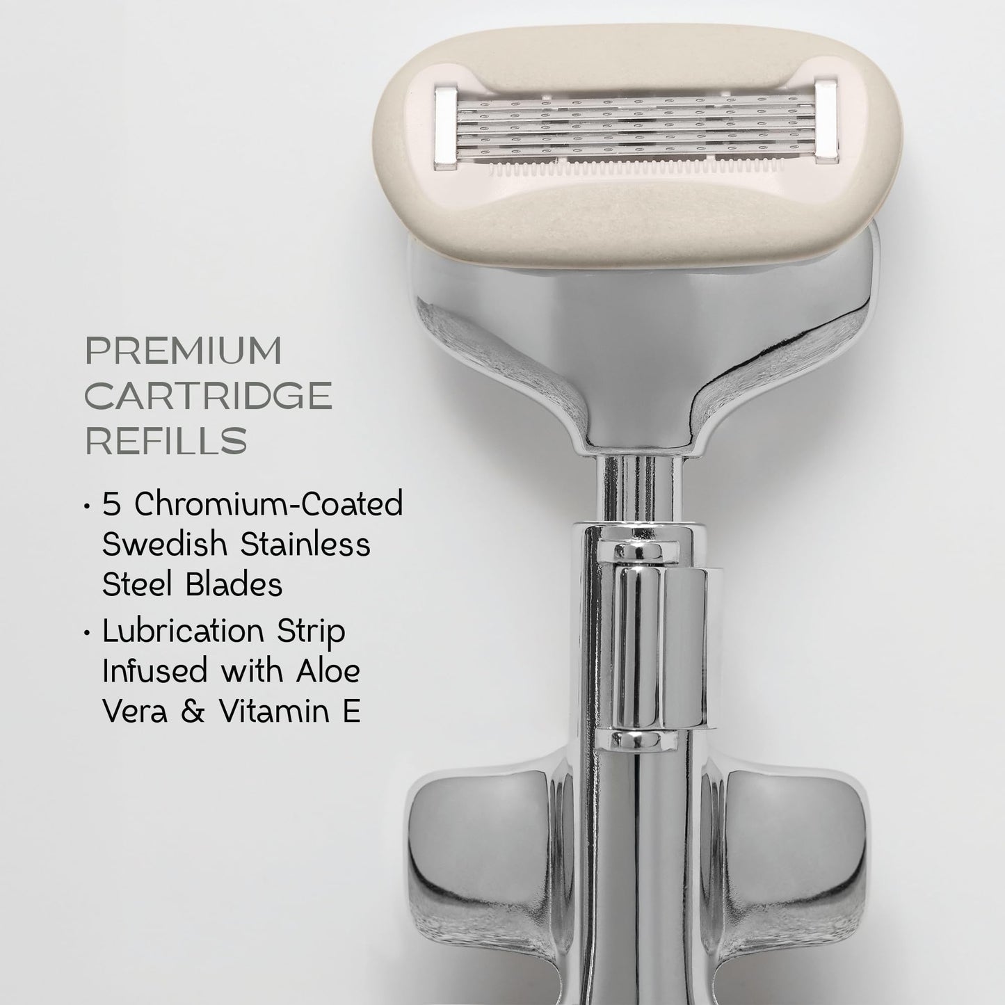 SKAURA Body Shaving Replacement Cartridges - 3 5-Blade Precision Razor Refills, XL Lubrication Strip, Patented Design, Sensitive Skin Compatible, Easy Beauty and Personal Care SKAURA