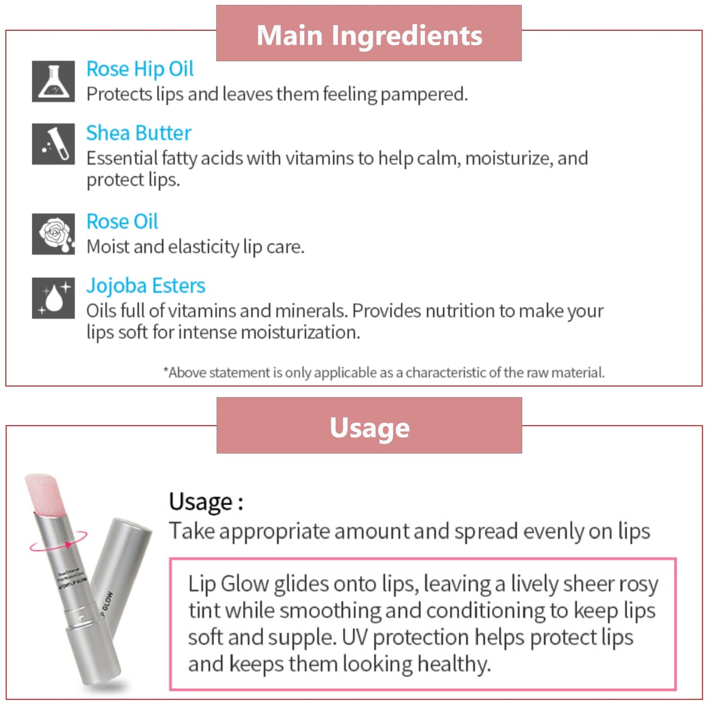 Atomy Lip Glow 3.3g x 2 EA - Moisturizing Lip Care Treatment Balm with Natural Pink Color Beauty and Personal Care GASHINA STORY