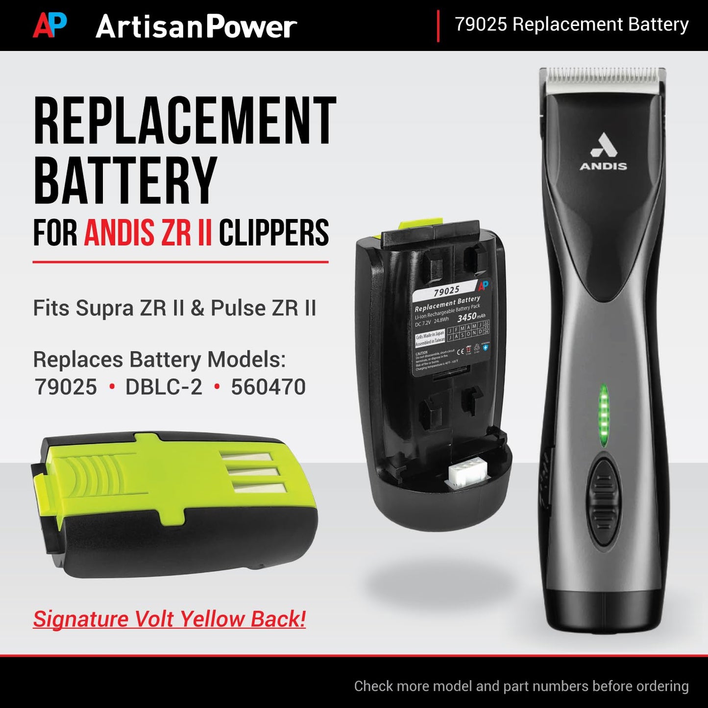 Artisan Power Replacement Battery for Andis Supra ZR II and Pulse ZR II Hair Clippers - Replaces Battery 79025 and DBLC-2 Models - Higher Capacity Beauty and Personal Care Artisan Power