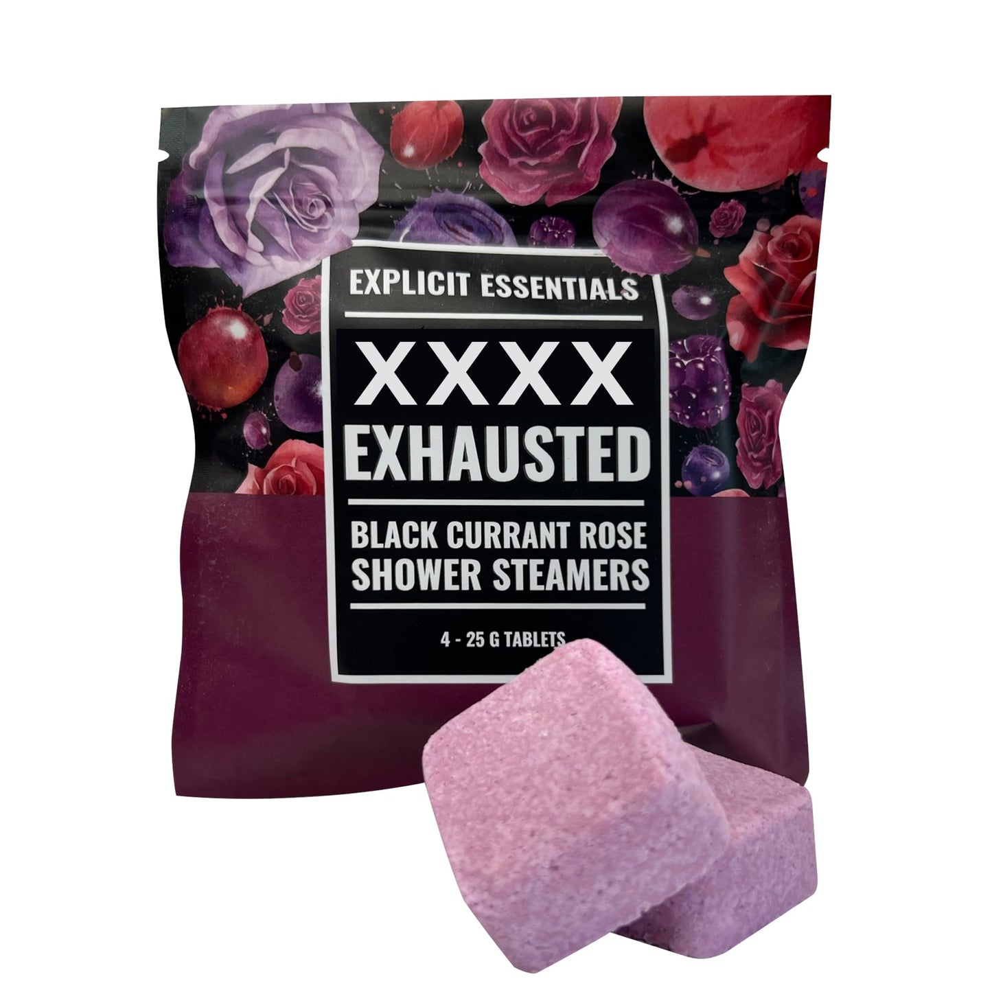 Explicit Essentials F Exhausted Shower Steamers - Black Currant Rose Aromatherapy Shower Steamer Tablets for Relaxation & Stress Relief - Spa Shower Beauty and Personal Care Explicit Essentials