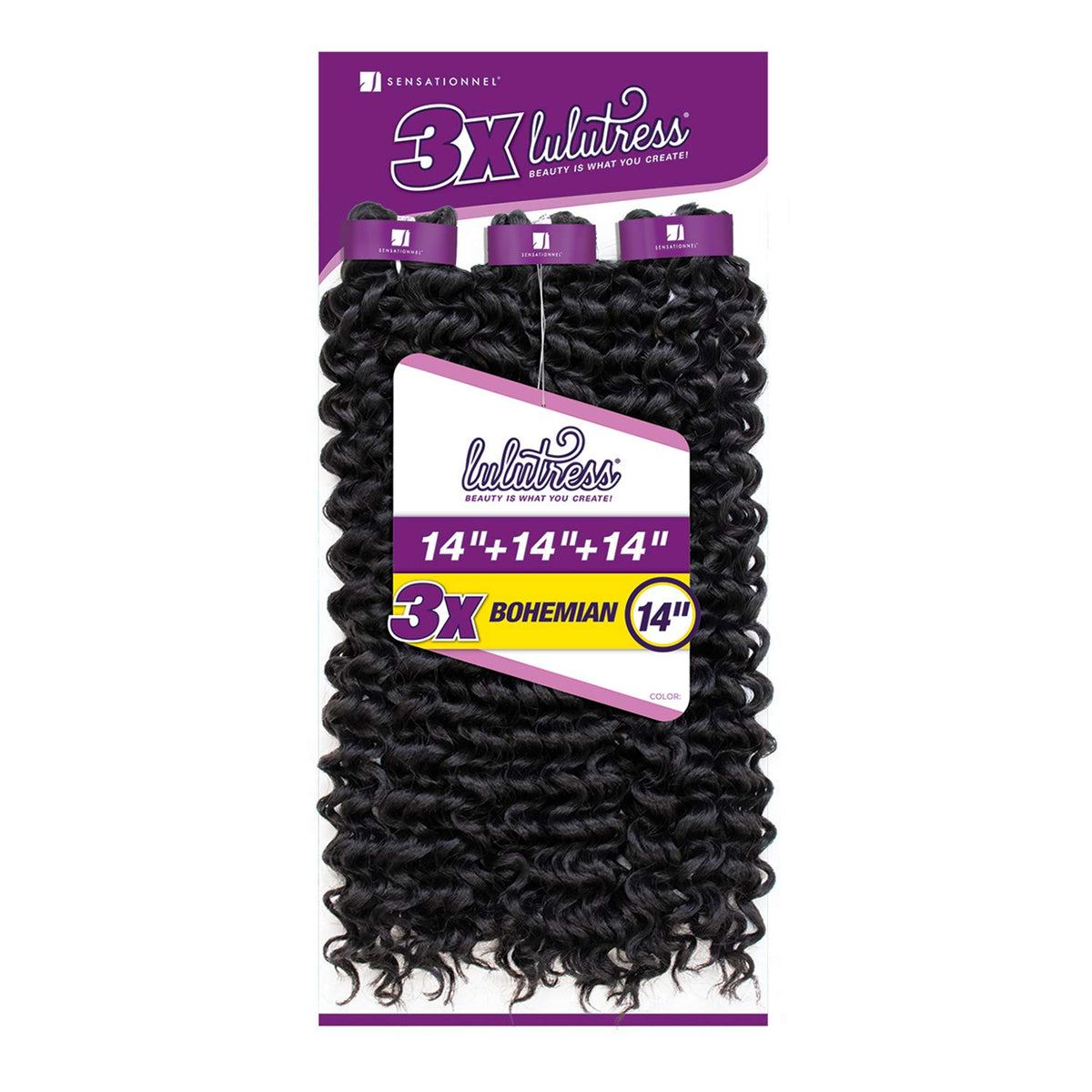 Sensationnel Lulutress Crochet Braiding Hair-3X Bohemian 14 Inch,T1B/BG
