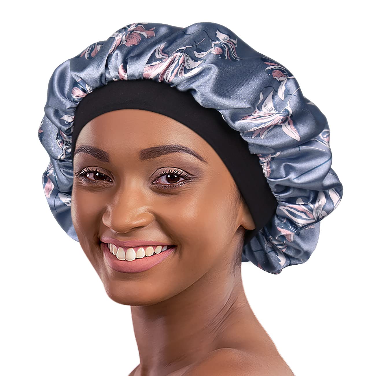Satin Nightcap for Sleeping Women Classic Silk Bonnet with Soft Elastic Little Red Flowers Beauty and Personal Care Alnorm