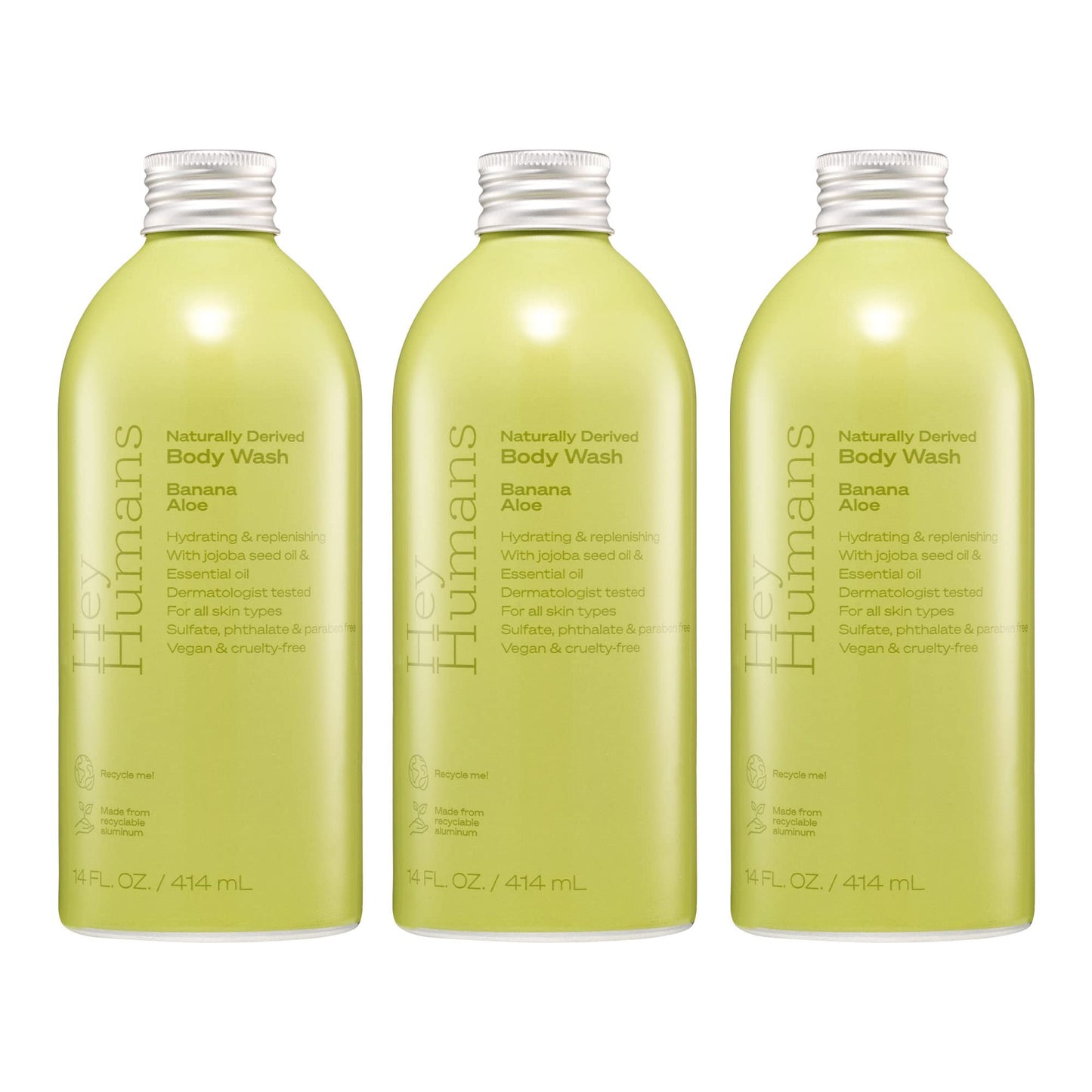 Hey Humans Banana Aloe Moisturizing Body Wash with Natural Ingredients & Jojoba Oil | Clean, Vegan, Sulfate Free Bath & Body Wash for Women & Men | Beauty & Personal Care HEY HUMANS