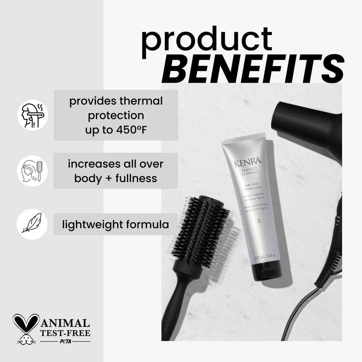 Kenra Professional Perfect Blowout 5 | Light Hold Styling Crème | Provides Thermal Protection | Increases All Over Body & Fullness | Lightweight