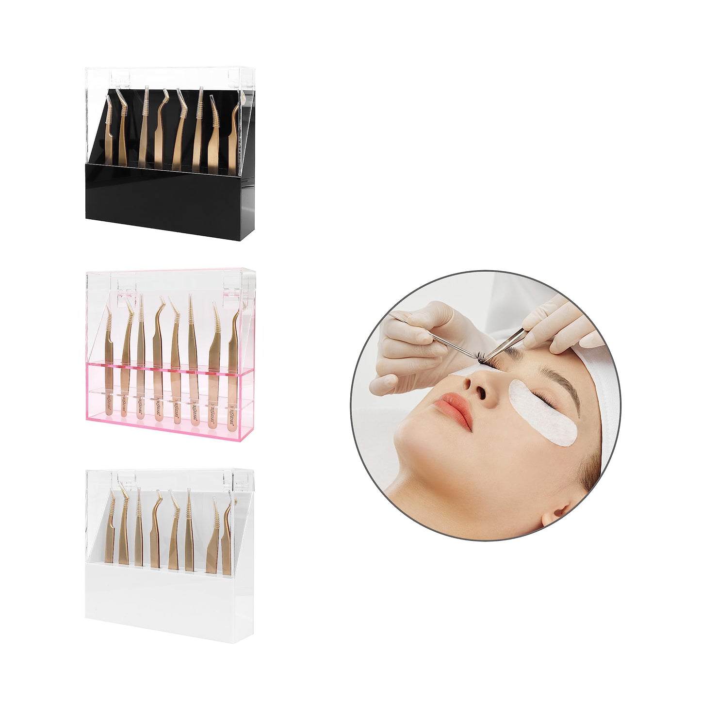 XIUSUZAKI Tweezers Storage Box 8 Holes Holder Lash Tweezers Storage for Eyelash Extensions Eyelash Professional(Red,Only the Box) Beauty and Personal Care XIUSUZAKI