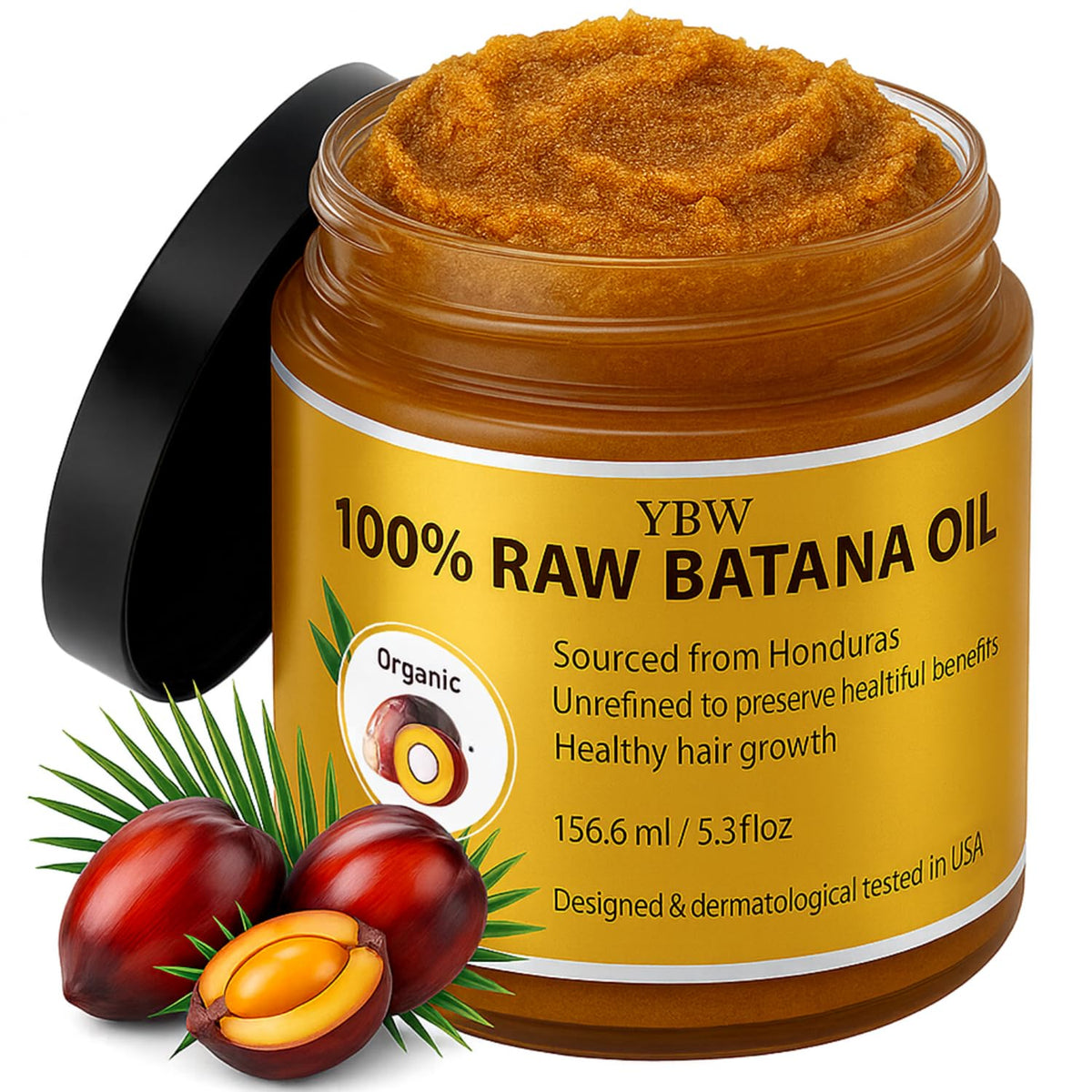 Raw Batana Oil for Hair Growth by Dr. Sebi Organic Raw Honduras Oil - 100% Pure & Natural Botana Paste for Thicker, Stronger Hair for Men and Women Beauty & Personal Care YBW