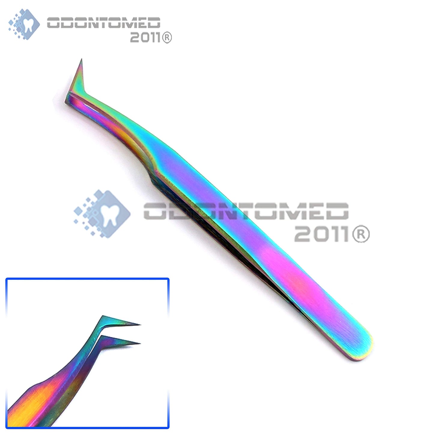 OdontoMed2011® Set of 8 Piece Stainless Steel Multi Rainbow Color Eyelash Extension Tweezers Beauty and Personal Care OdontoMed2011