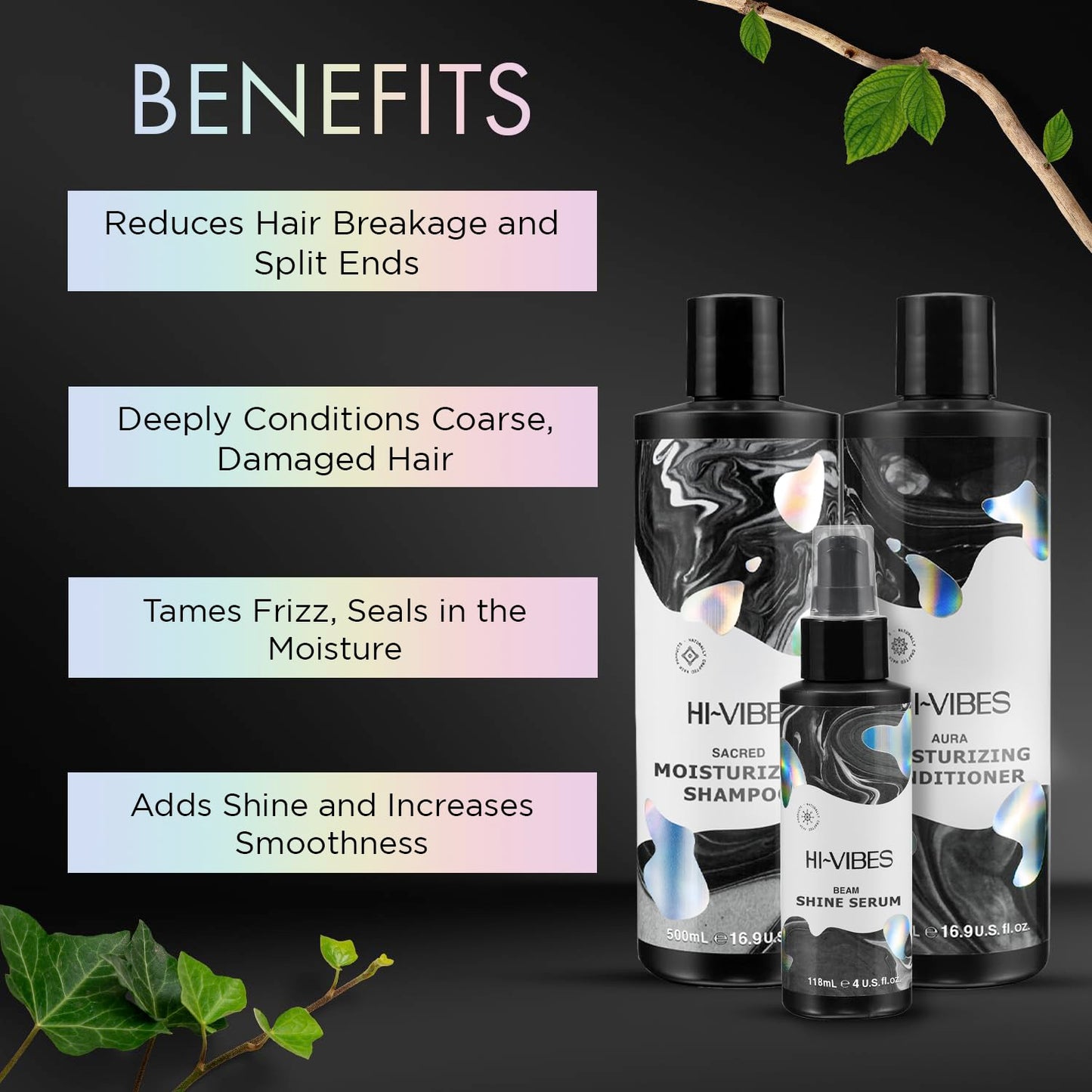 MOEHAIR Hi-Vibes Argan Oil Shampoo and Conditioner | Infused With Avocado, Sunflower, and Coconut Oils | Cleans and Nourishes Hair | Vegan Shampoo Beauty & Personal Care MOEHAIR