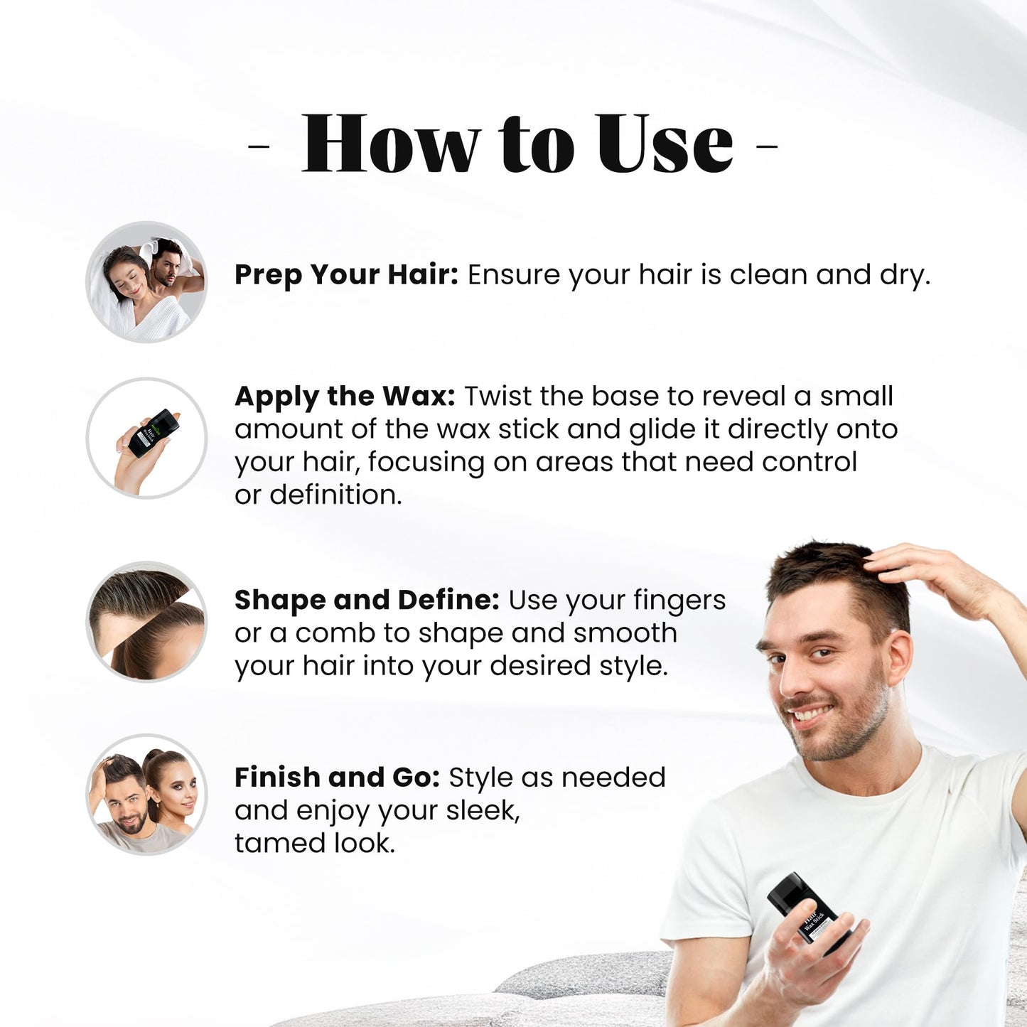 Herbishh Hair Wax Stick For Women & Men 2.7 OZ - Nourish & Styling Slick Wax Stick for Hair Smoothing, Flyaway, Controls Frizzy Hair, Perfect Beauty & Personal Care Herbishh