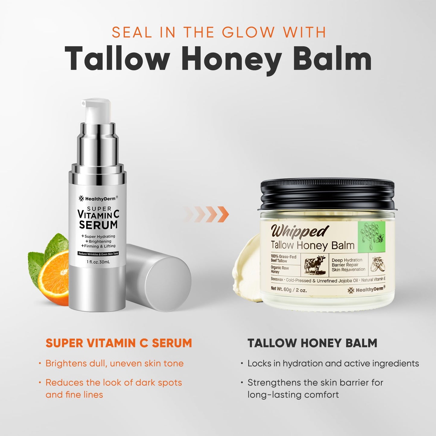 HealthyDerm Super Vitamin C Serum for Women Over 70: Niacinamide, Vitamin C, Hyaluronic Acid, Peptides, Vitamin E, Caffeine, Bakuchiol, Hydrating Beauty & Personal Care HealthyDerm