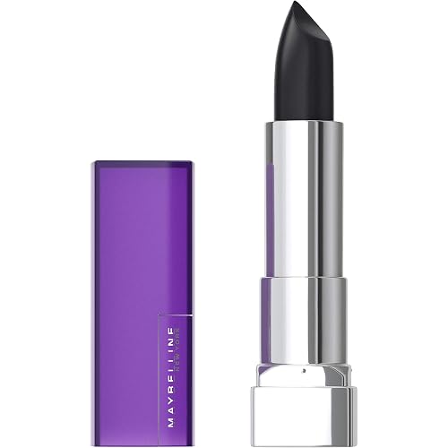 Maybelline Color Sensational Lipstick, Lip Makeup, Matte Finish, Hydrating Lipstick, Nude, Pink, Red, Plum Lip Color, Pitch Black, 0.15 oz; (Packaging Beauty & Personal Care MAYBELLINE