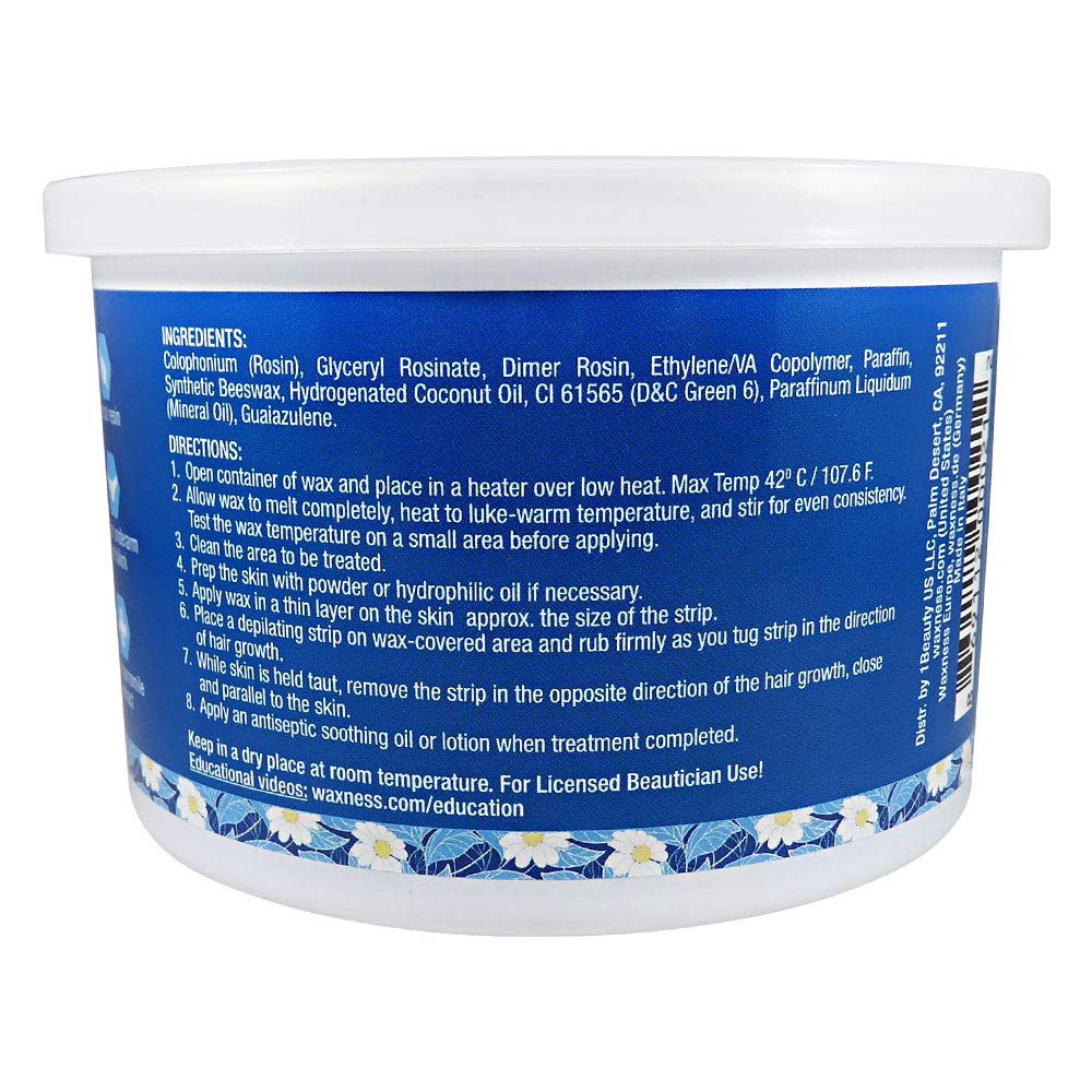 Waxness Hard Wax Tin Azulene 14 oz (400 g) - Stripless Professional Hard Wax with Azulene for Face & Body - Made in Italy Beauty and Personal Care Waxness