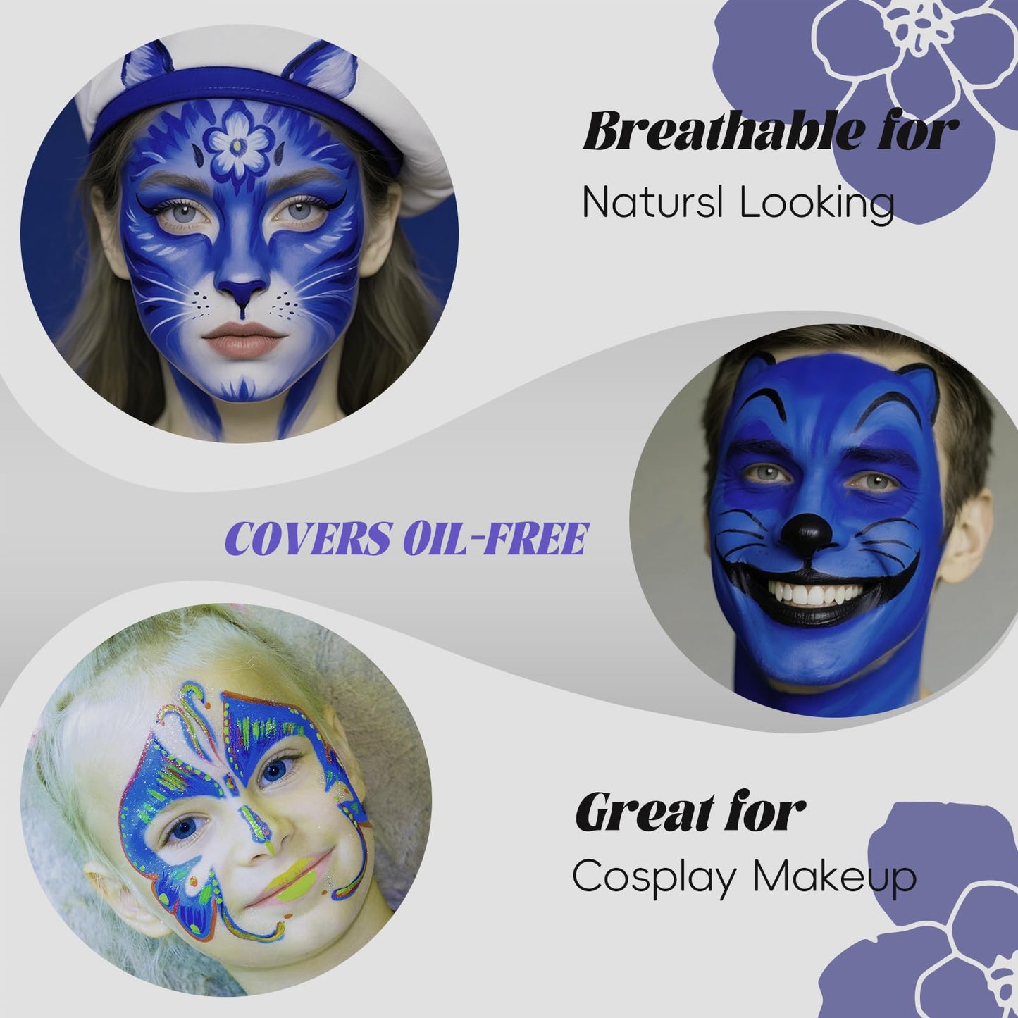 Blue Face Body Paint,Water-based Cream Painting,Blendable Face paint for Halloween Avatar Smurf Mystique Cosplay, Costume, Parties, Stage, Theater Beauty & Personal Care TUHPIBK