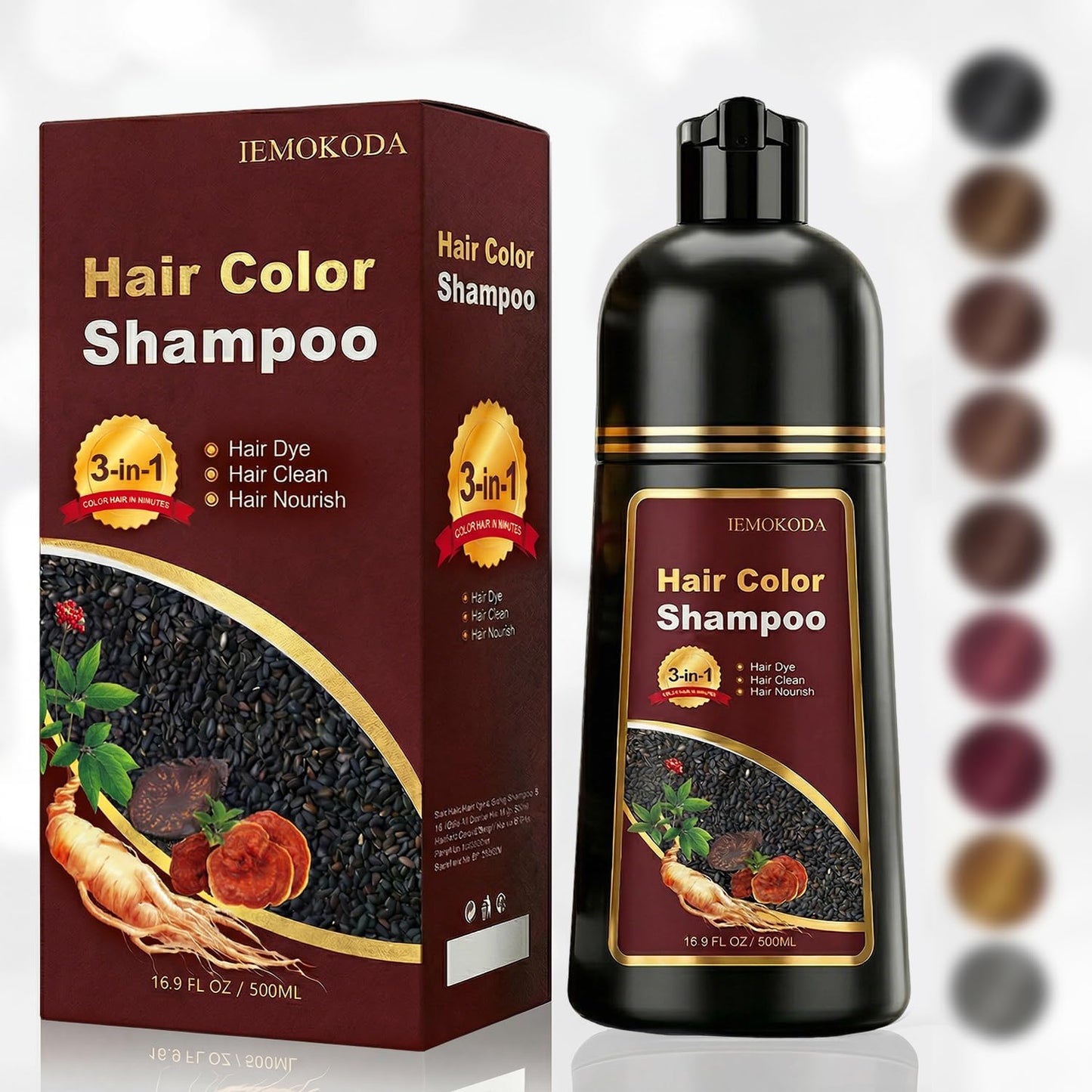 Dark Wine Red Hair Dye Shampoo 3 in 1 for Gray Hair, Instant & Long-lasting Natural Hair Color Shampoo for Women & Men, Root Touch Up, Champu para Beauty and Personal Care iemokoda Default Title