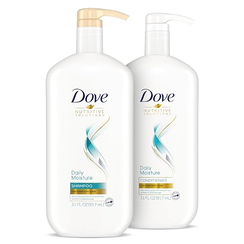 Dove Nutritive Solutions Moisturizing Shampoo and Conditioner with Pump Daily Moisture 2 Count for Dry Hair with Pro-Moisture Complex for Manageable Beauty & Personal Care Dove