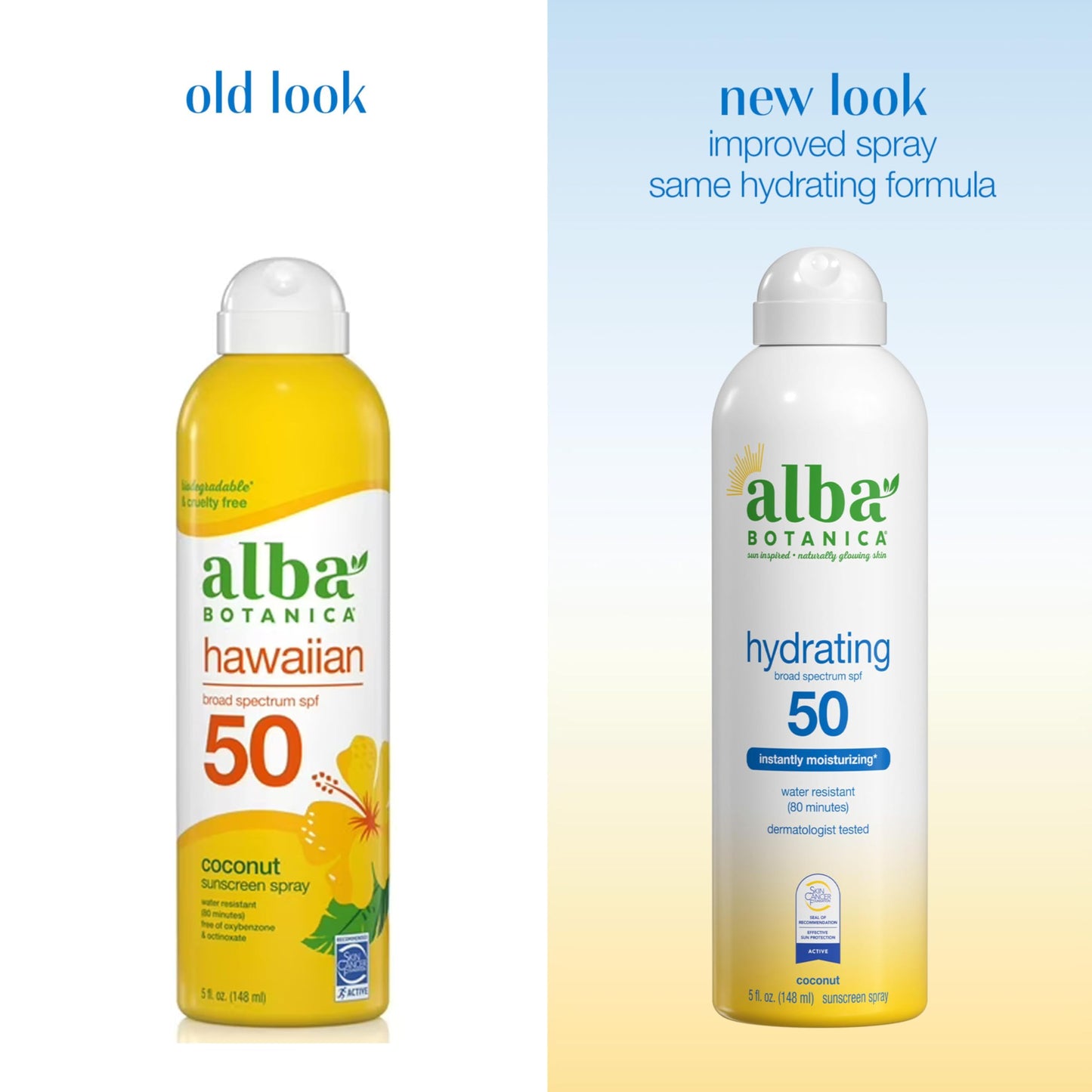 Alba Botanica Sunscreen Spray for Face and Body, Broad Spectrum SPF 50 Sunscreen, Hawaiian Coconut, Water Resistant and Biodegradable, 5 fl. oz. Beauty & Personal Care Alba Botanica