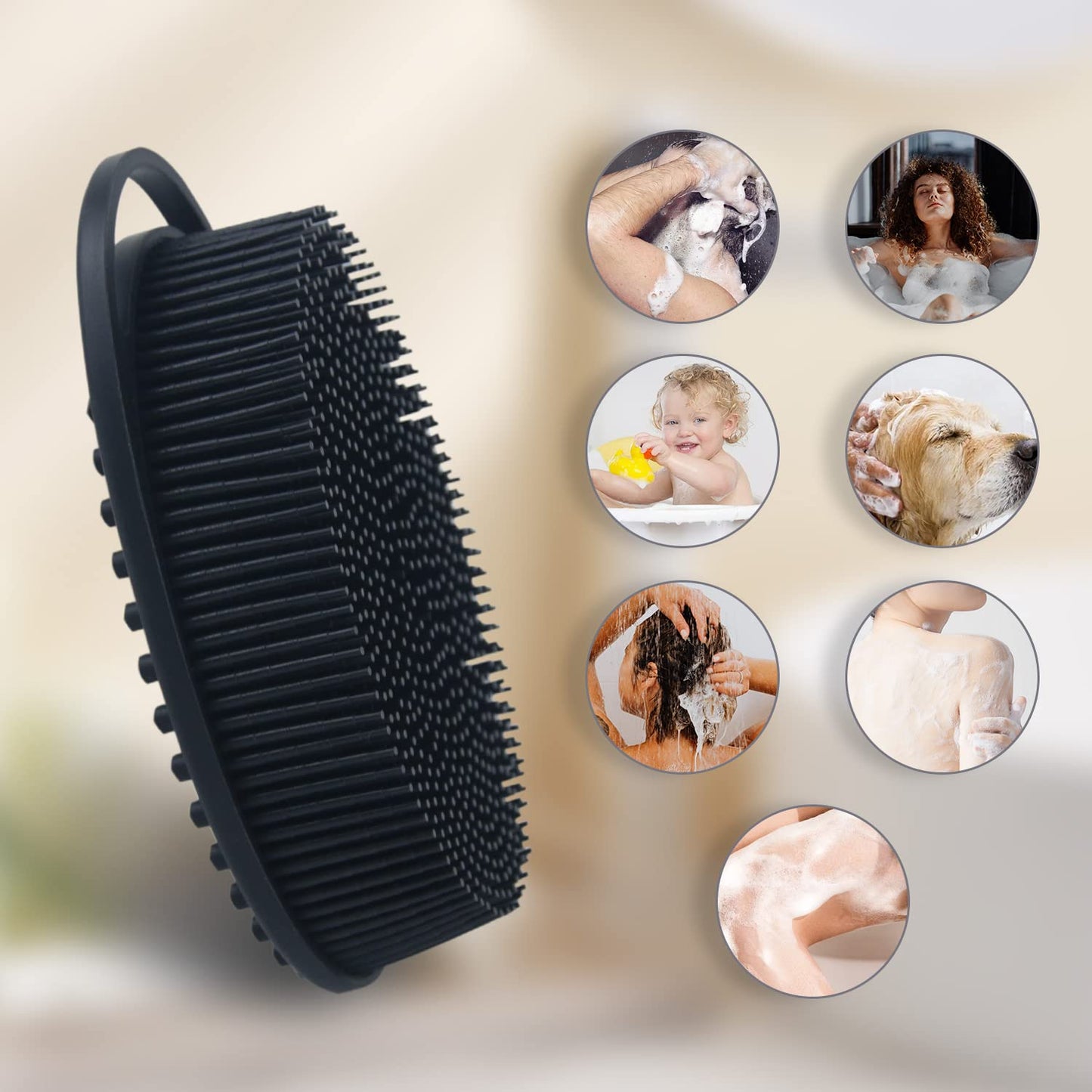 Silicone Body Wash Scrubber/Loofah, Exfoliating Body Scrub Brush for Use in Shower, Mens Women, Gifts for Dad Beauty and Personal Care LEILA