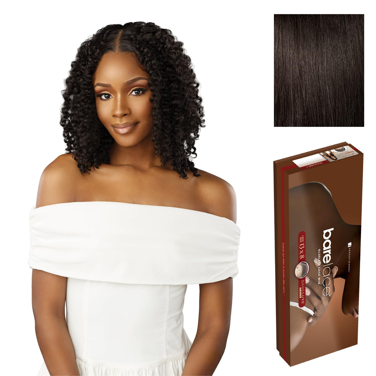 Sensationnel Barelace 13x8 LaceWig-Unit 3, 2 DARKBROWN