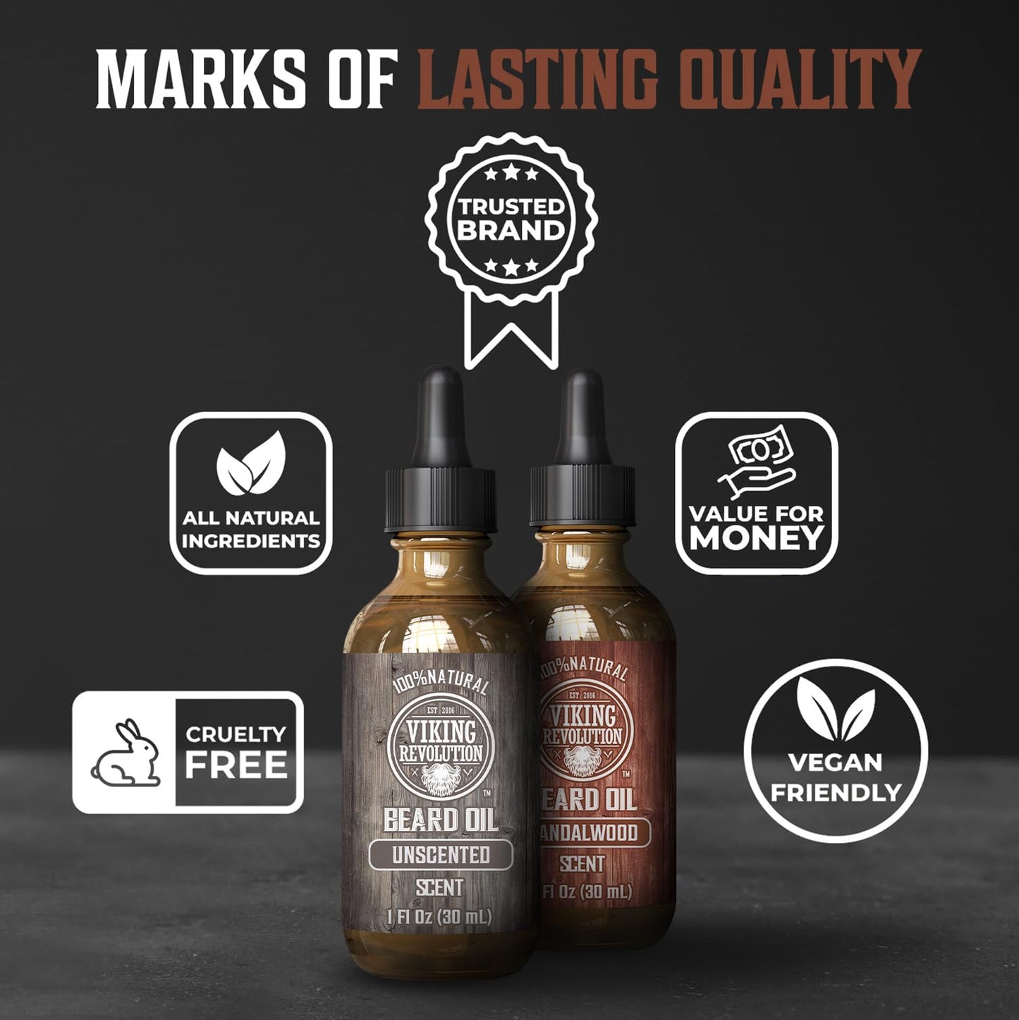 Viking Revolution Sandalwood and Unscented Beard Oil for Men - Natural Mens Beard Oil with Argan Oil and Jojoba Oil - Beard Softener, Strengthens Beauty & Personal Care Viking Revolution