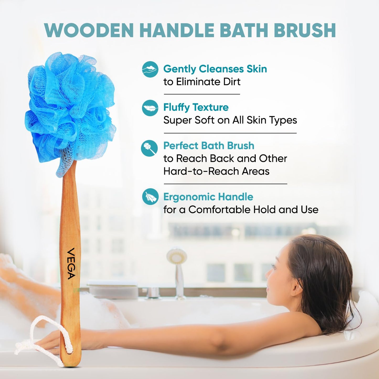 Vega Wooden Handle Bath Brush Beauty and Personal Care VEGA