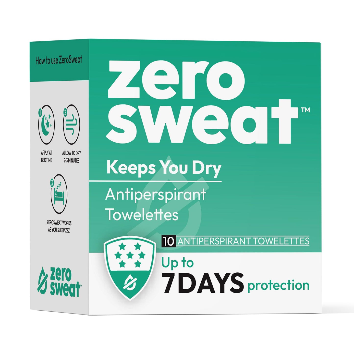 ZeroSweat Antiperspirant Wipes Deodorant - Clinical Strength Hyperhidrosis Treatment - Reduces Armpit Sweat - 10 Wipes New & Improved Beauty and Personal Care ZeroSweat