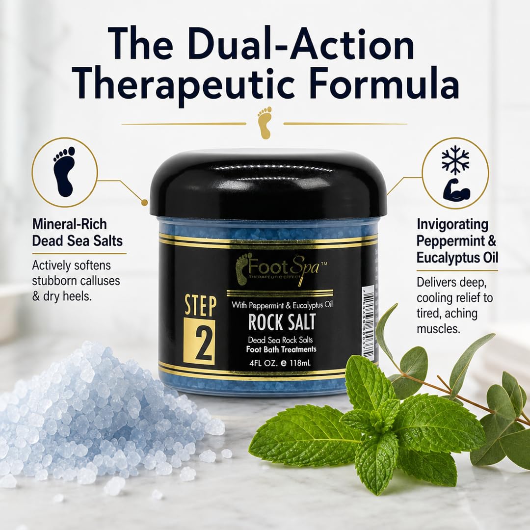 Foot SPA Pedicure Foot Soak with Dead Sea Salts - Peppermint & Eucalyptus Oil Soak for Callus Softening, Dry Heels & Sore Muscle Relief - Made in USA Beauty and Personal Care FootSpa