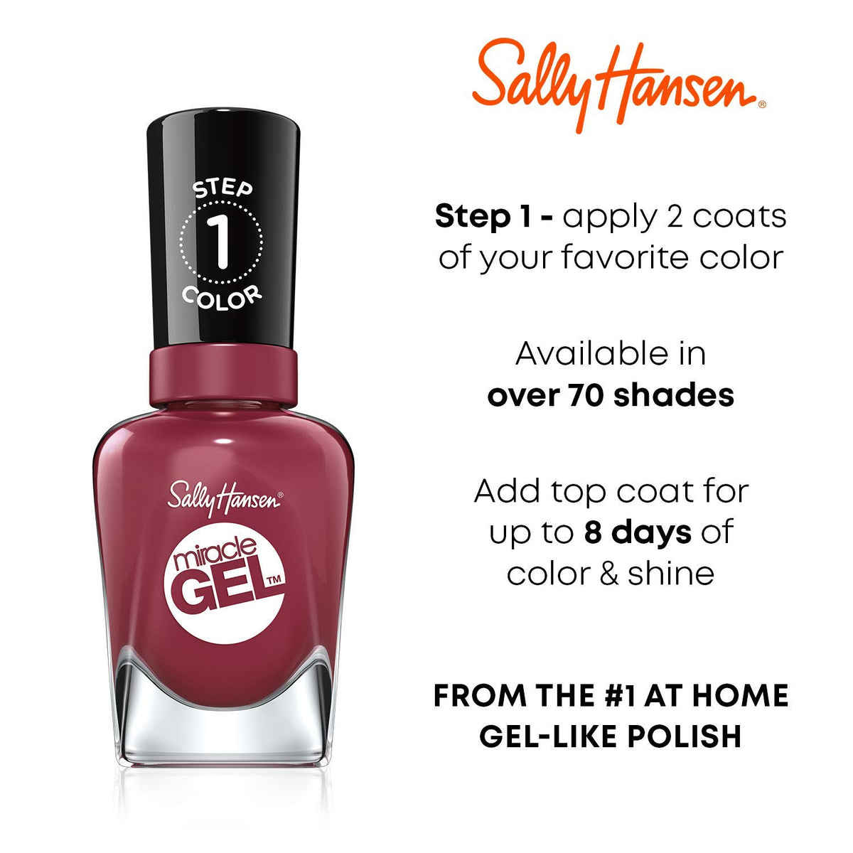 Sally Hansen Miracle Gel Nail Polish, Shade Scarlet Starlet 429 (Packaging May Vary)