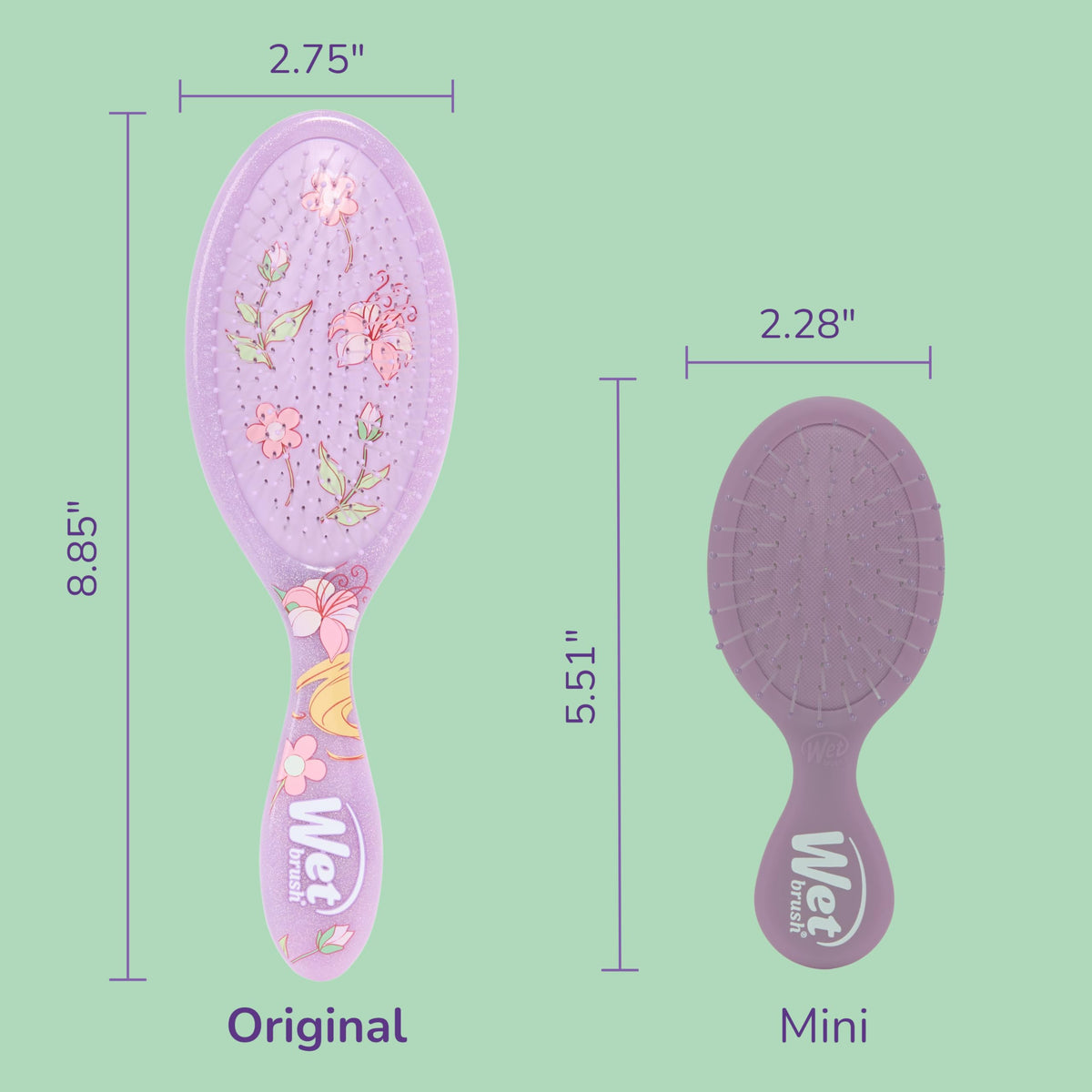 Wet Brush Disney Princess Rapunzel Original Detangler Hair Brush, Pain-Free Knot Removal, Flexible Bristles Detangle Wet or Dry Strands, Works on All