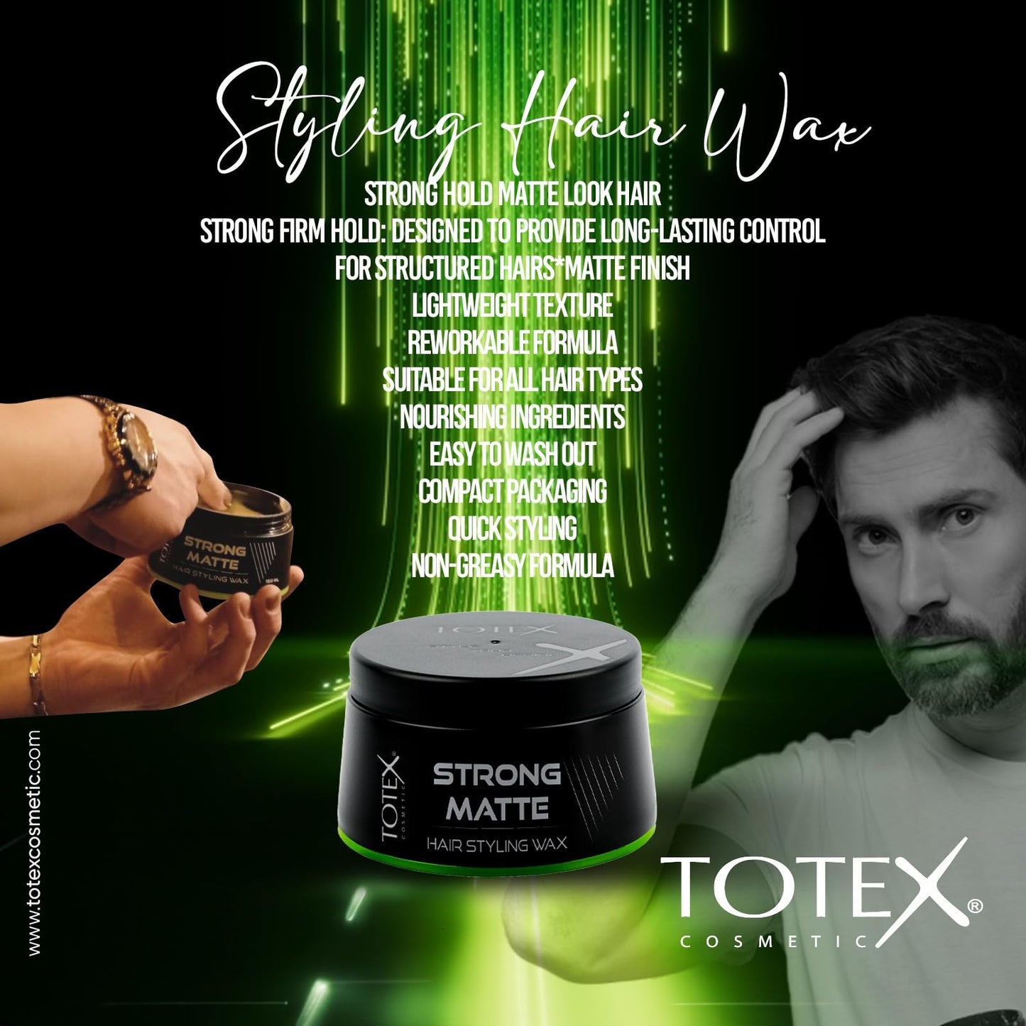 Totex Hair Men Styling Wax - Strong Hold Texture Natural Matte Look Finish - Hair Defining Paste 150 ml Beauty & Personal Care Totex