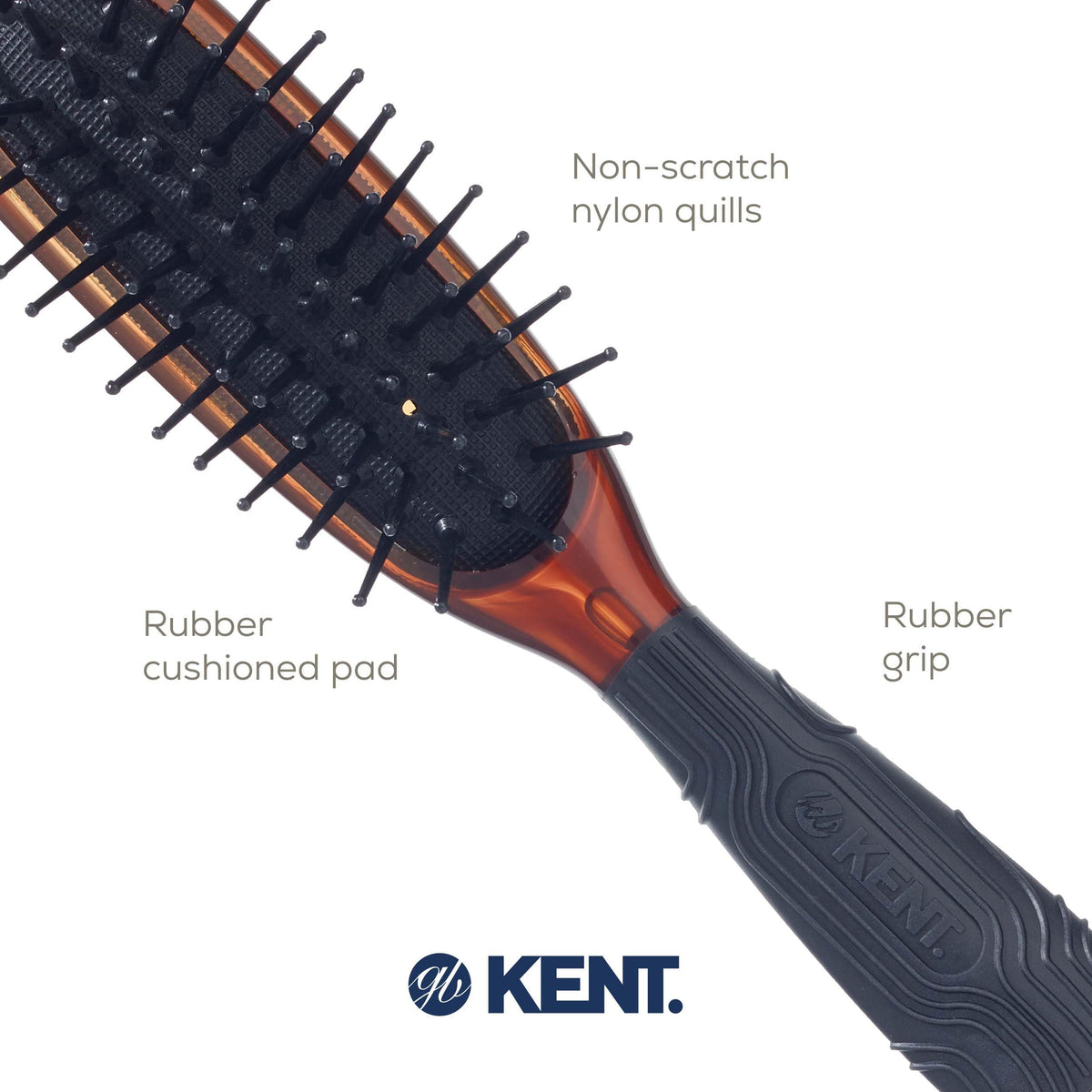 Kent Minihog Detangler Brush, Anti Static Hair Brush with Rounded Nylon Bristles for All Hair Types, Travel Brush with Ergonomic Grip for Easy Styling