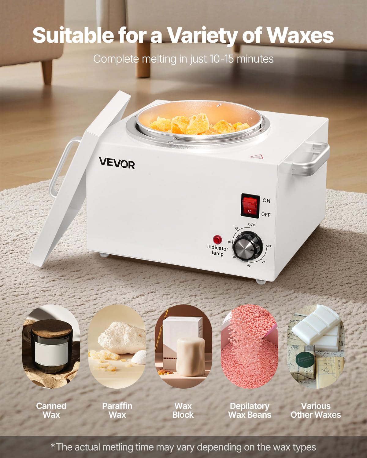 VEVOR Single Wax Warmer, 3000ML 300W Professional Wax Warmer for Hair Removal, 32 ? to 248 ? Adjustable Electric Waxing Heater Pot with 100PCS Sticks Beauty and Personal Care VEVOR