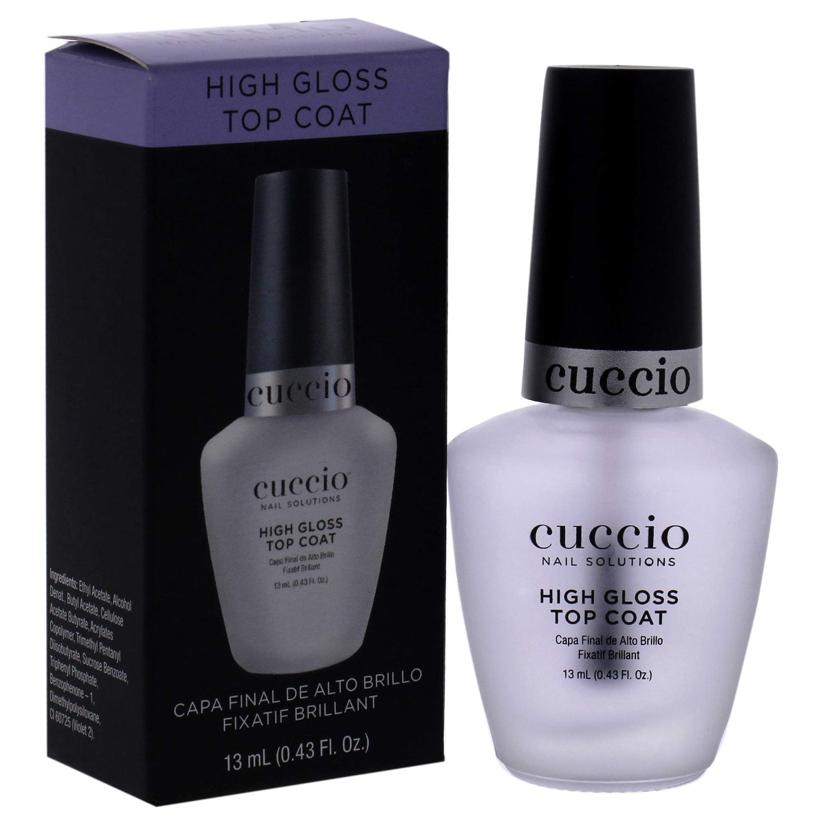 Cuccio Colour High Gloss Nail Top Coat - Developed With UV Absorbers To Help Protect The Nail Colour - Flexible Chip Resistant Protective Coating