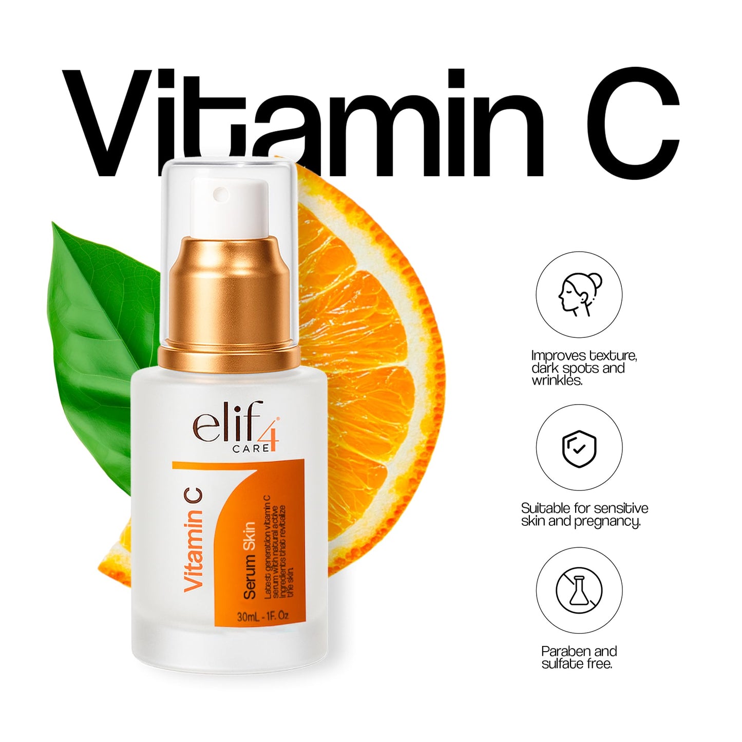 Elif4 care Vitamin C (THD) Serum - Brightening & Antioxidant Face Serum - Vitamin C + Vitamin A&E Evens Skin Tone, Radiance Booster - 30 ml - Vegan Beauty & Personal Care ELIF4 CARE