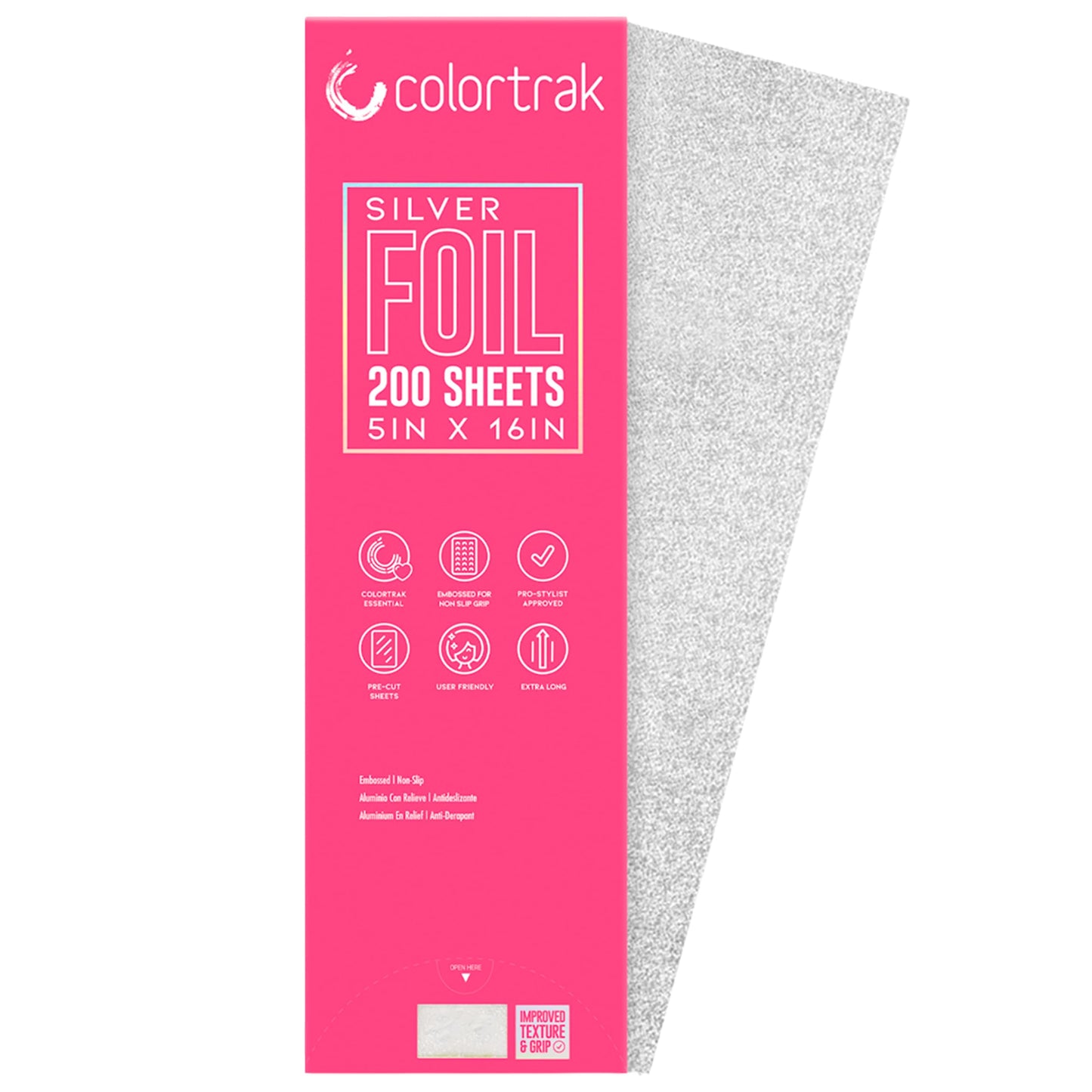 Colortrak Embossed Hair Coloring Foil Sheets, Professional, Convenient 5 x 16 inch Extra Long Pre-cut Sheets, Easy to Grab During Processing, Silver Beauty & Personal Care Colortrak