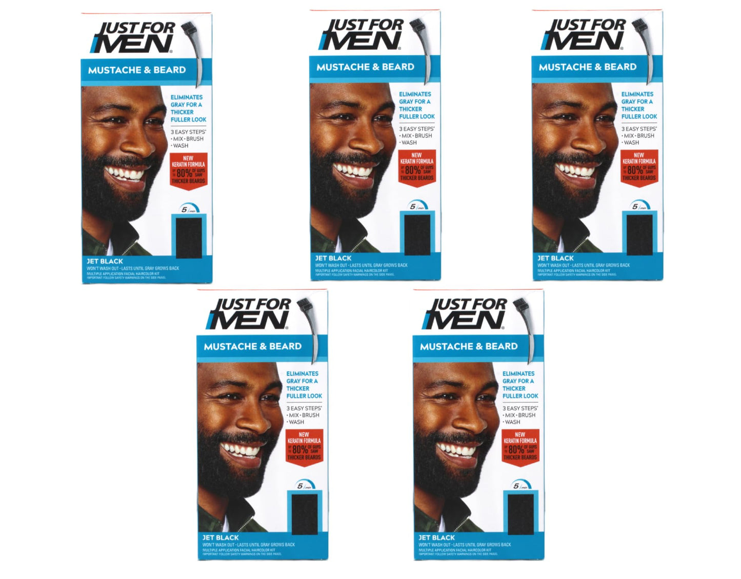 Just For Men Color Gel Mustache, Beard & Sideburns 115 Jet Black 1 Each (Pack Of 5) Beauty & Personal Care Just for Men