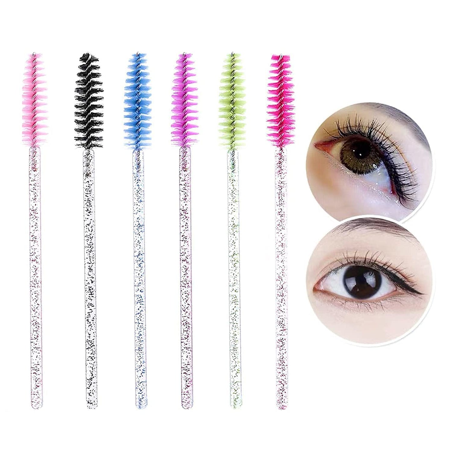 300Pcs Disposable Eyelash Mascara Brushes for Eye Lashes Extension Eyebrow and Makeup for Eye Lash Extension, Eyebrow and Makeup Crystal 6 Beauty & Personal Care GUMIKE