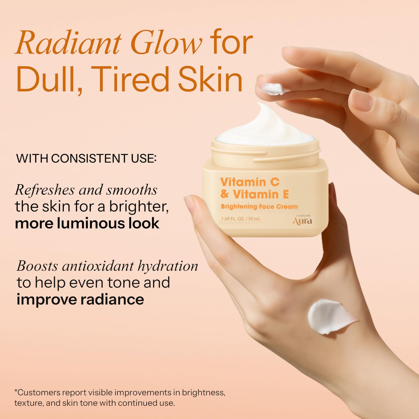 Radiant Aura Vitamin C & Vitamin E Face Moisturizer - Dermatologist Tested, Anti Aging Korean Skin Care - Hydrating Cream For Smoother Youthful Beauty & Personal Care Radiant Aura