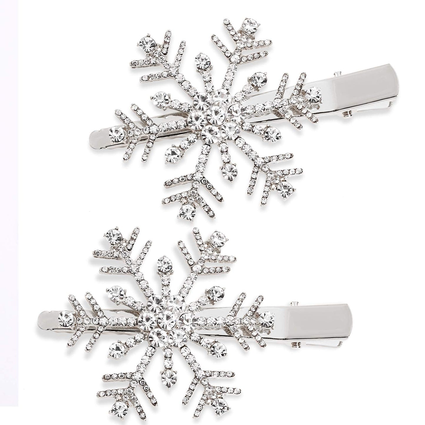 HZEYN Christmas Snowflake Hair Clips Winter Holiday Jewlry Big Crystal Snowflake Hairpin Barrette Wedding Bridal Hair Accessories (Silver) Beauty & Personal Care HZEYN