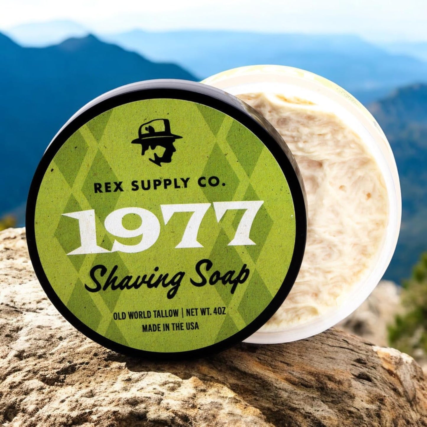 Rex Supply Co. 1977 Old World Tallow Shaving Soap - Vetiver, Patchouli, Rose &, Tobacco - Premium Traditional Shaving Soap for a Rich Lather, Superior Beauty and Personal Care Rex Supply Company