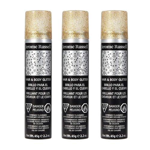 Jerome Russell Temporary Hair and Body Glitter Color Spray, Travel Spray, Lightweight, Adds Sparkly Shimmery Glow, Perfect to use On Hair, Skin, or Beauty & Personal Care Jerome Russell