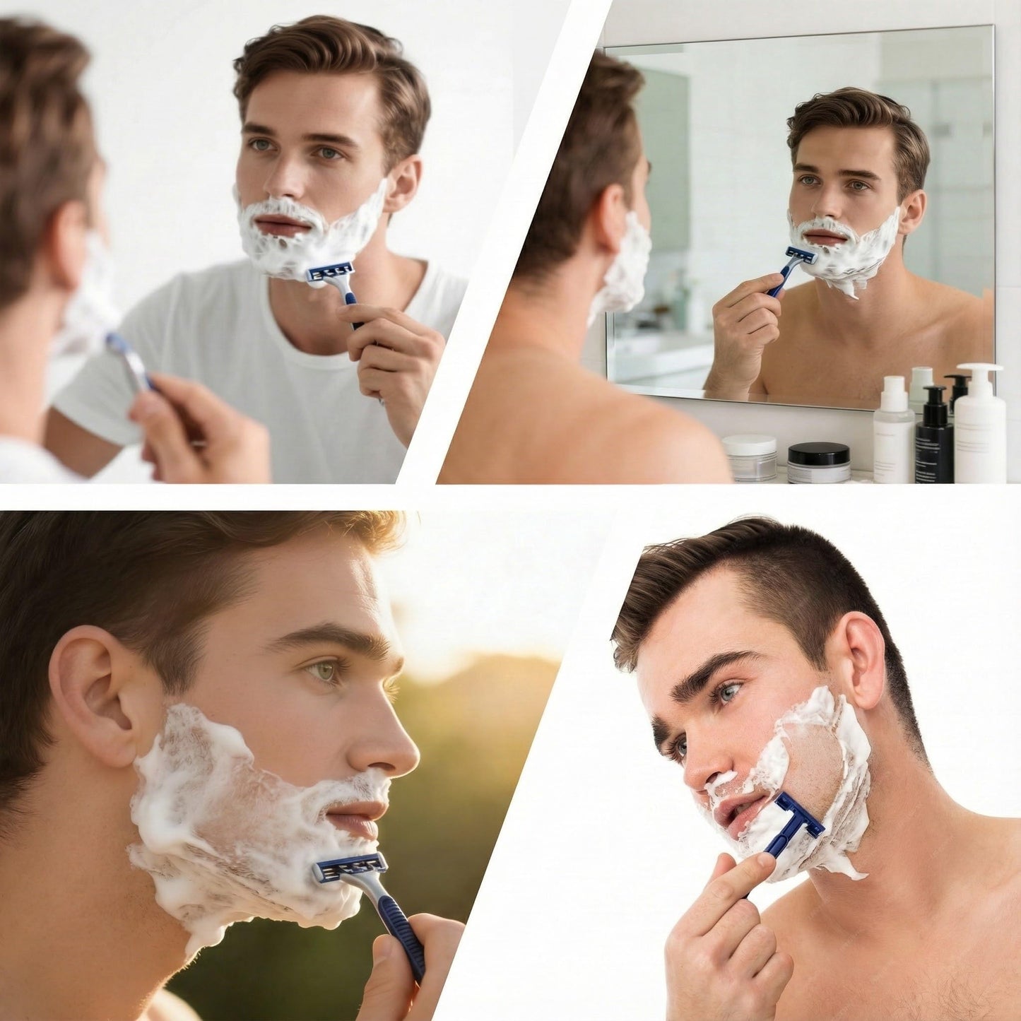 BOROLA Shaving Razor Set for Men, Double-Layer Razor Blades, Washable 3-in-1 Manual with 6 Replacement Heads,1 Handle, Storage Box Close Comfortable Beauty and Personal Care BOROLA