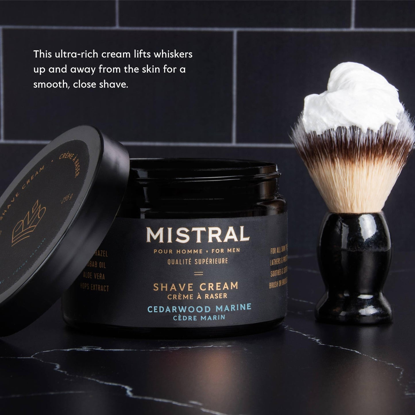 Mistral Cedarwood Marine Shaving Cream for Men - Smooth Triple Layered Foam - Men’s Shave Cream with Organic Plant Extracts - pH-balanced, Phthalates Beauty and Personal Care Mistral