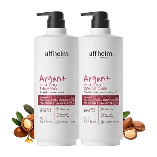 ALFHEIM Argan+ Repairing Shampoo & Conditioner Set for Dry, Damaged & Frizzy Hair with Argan Oil, Keratin - Deep Repair, Moisture, Shine & Frizz Beauty & Personal Care ALFHEIM