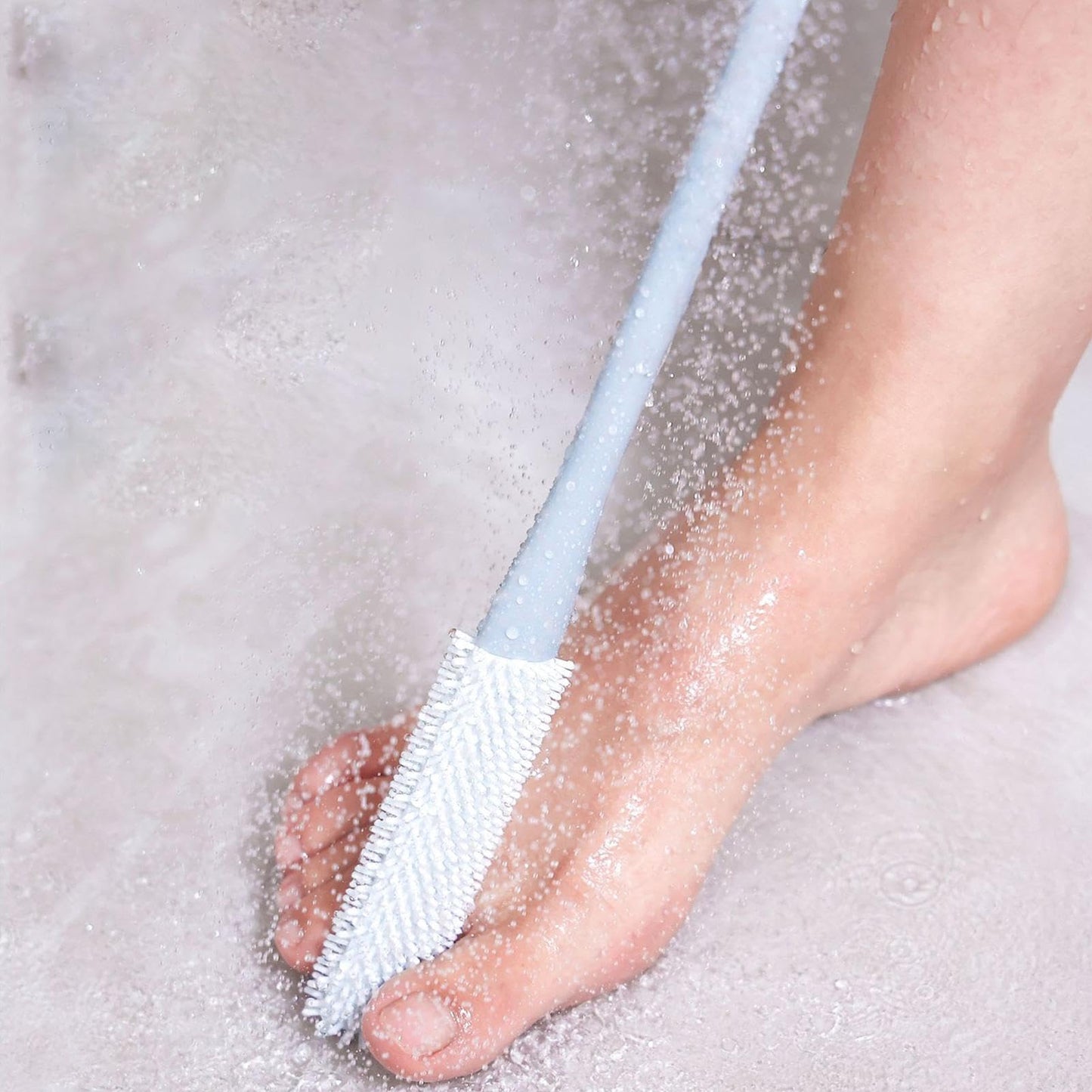 Foot Scrubber Shower, Silicone Foot Brush, Toe Cleaning Brush, Long Handled Silicone Toe Crevice Cleaning Brush, Soft Skin Exfoliation Lotion Beauty and Personal Care Buhyujkm