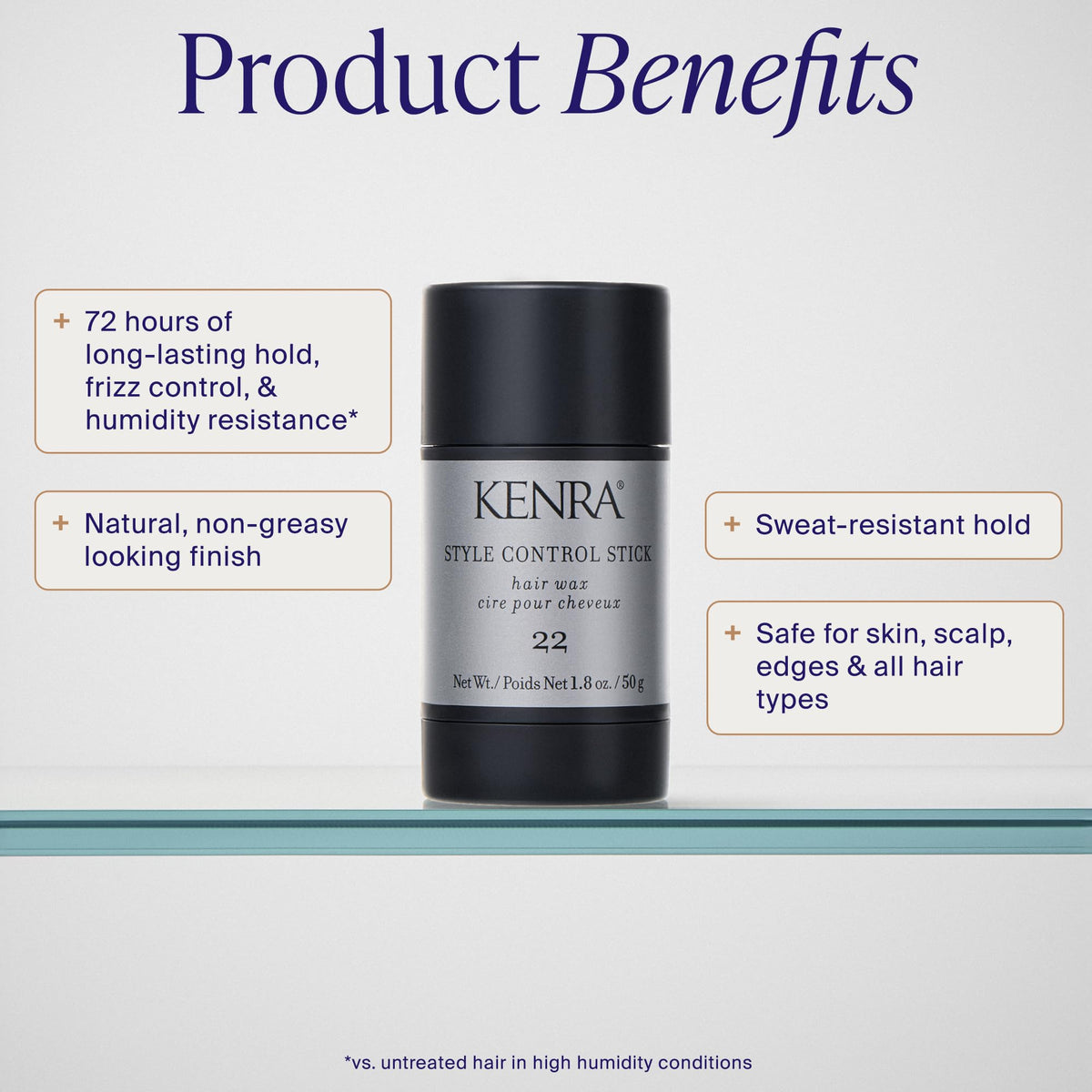 Kenra Professional Style Control Stick 22 | Hair Wax | Smooth, Sleek Styles | Long-Lasting Hold, Frizz Control, & Humidity Resistance |