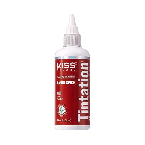 Red by Kiss Tintation Semi-Permanent Hair Color, Aloe Vera Water Based, Argan Oil, Olive Oil, Collagen & Keratin, Long-Lasting Color Dye (Cajun Spice Beauty & Personal Care Red By Kiss