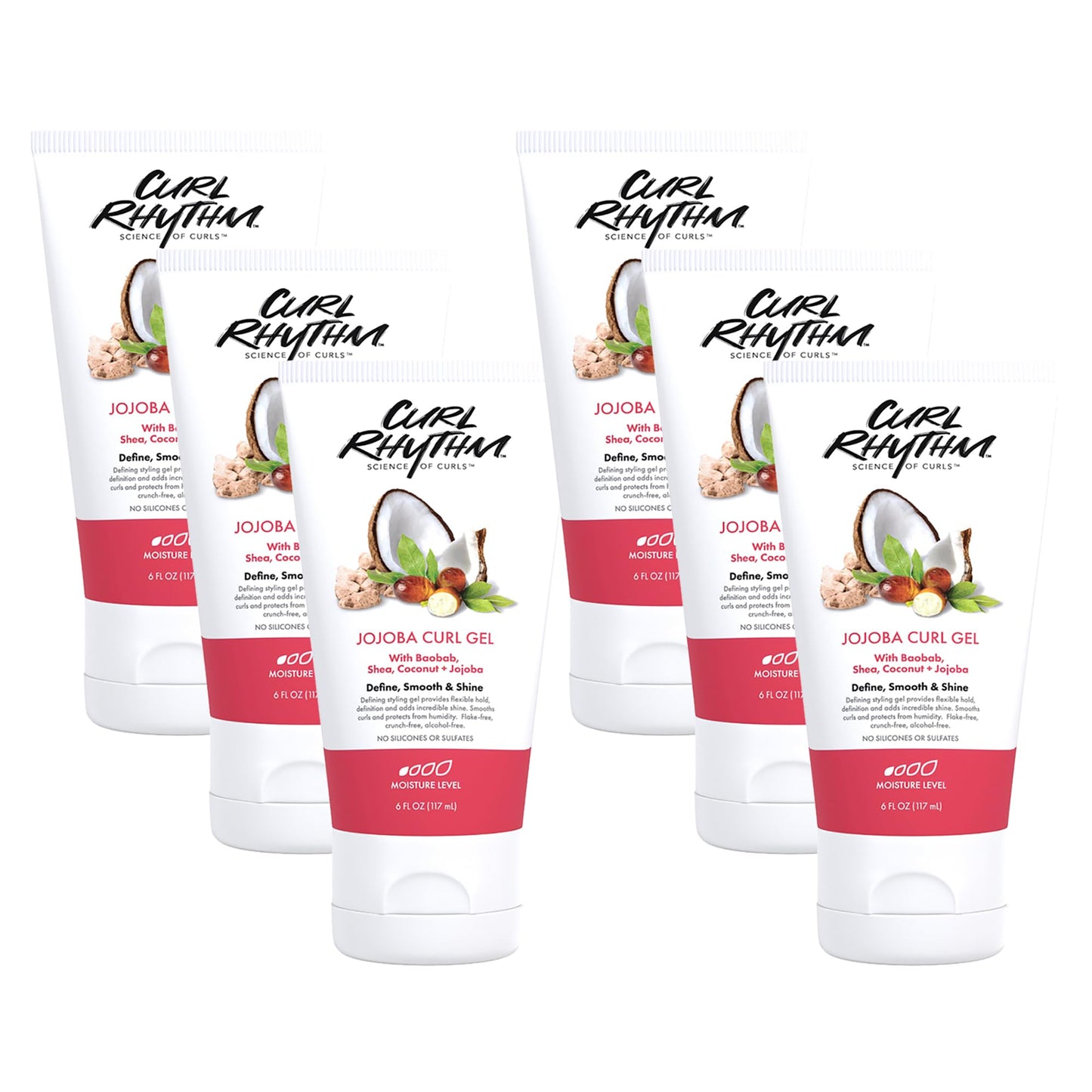 Curl Rhythm Jojoba Curl Gel - Defining Hair Gel for Bouncy, Nourished Wave - Curly Hair Styling Gel with Shea and Coconut - Sulfate Free - 6 pc Beauty & Personal Care Curl Rhythm