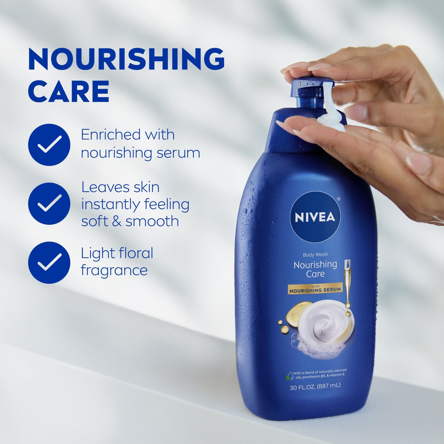 NIVEA Nourishing Care Body Wash with Nourishing Serum, Moisturizing Body Wash for Women, Enriched with Provitamin B5 and Vitamin E, 30 Fl Oz Bottle Beauty & Personal Care NIVEA