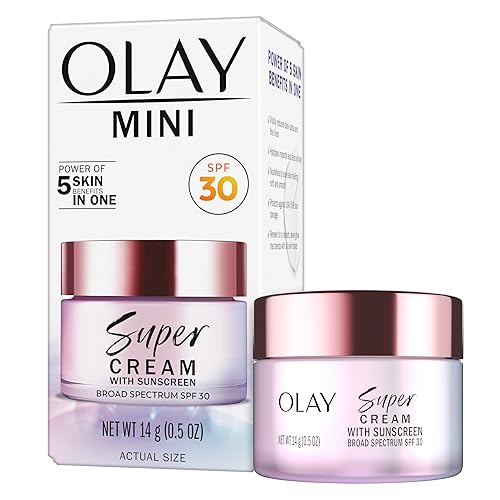 Olay Super Cream with Sunscreen SPF 30, Trial Size, Lightweight Face Moisturizer with Sun Protection, 5-in-1 Skin Care Benefits - Hydrating Beauty & Personal Care Olay